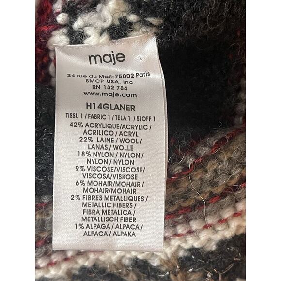 Maje Pullover Wool Blend Red Gray Sweater Size Small NWOT - Picture 8 of 8